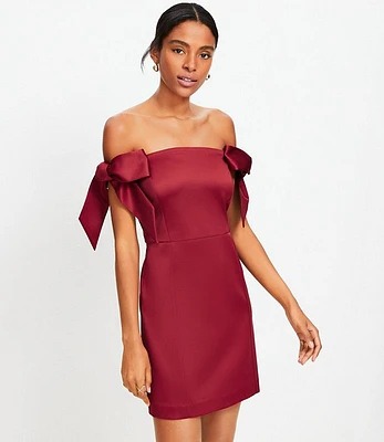 Petite Bow Off The Shoulder Mini Dress