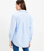 Petite Striped Poplin Crest Everyday Oversized Shirt