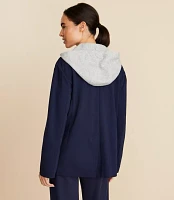 Petite Lou & Grey Sporty Ponte Hooded Double Breasted Blazer