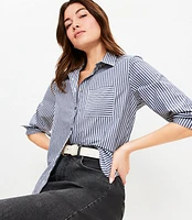 Petite Striped Poplin Everyday Relaxed Pocket Shirt