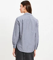 Petite Striped Poplin Everyday Relaxed Pocket Shirt