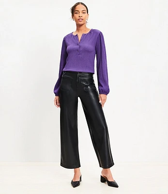 Palmer Wide Leg Crop Pants Faux Leather