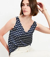 Dotted Satin Double V Tank Top