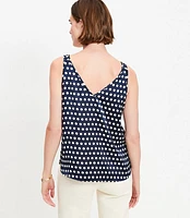 Dotted Satin Double V Tank Top