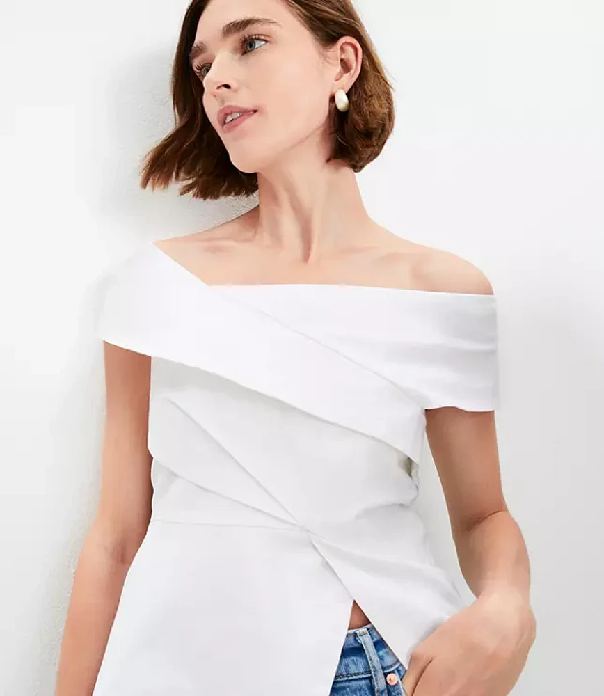 Petite Asymmetrical Off The Shoulder Top