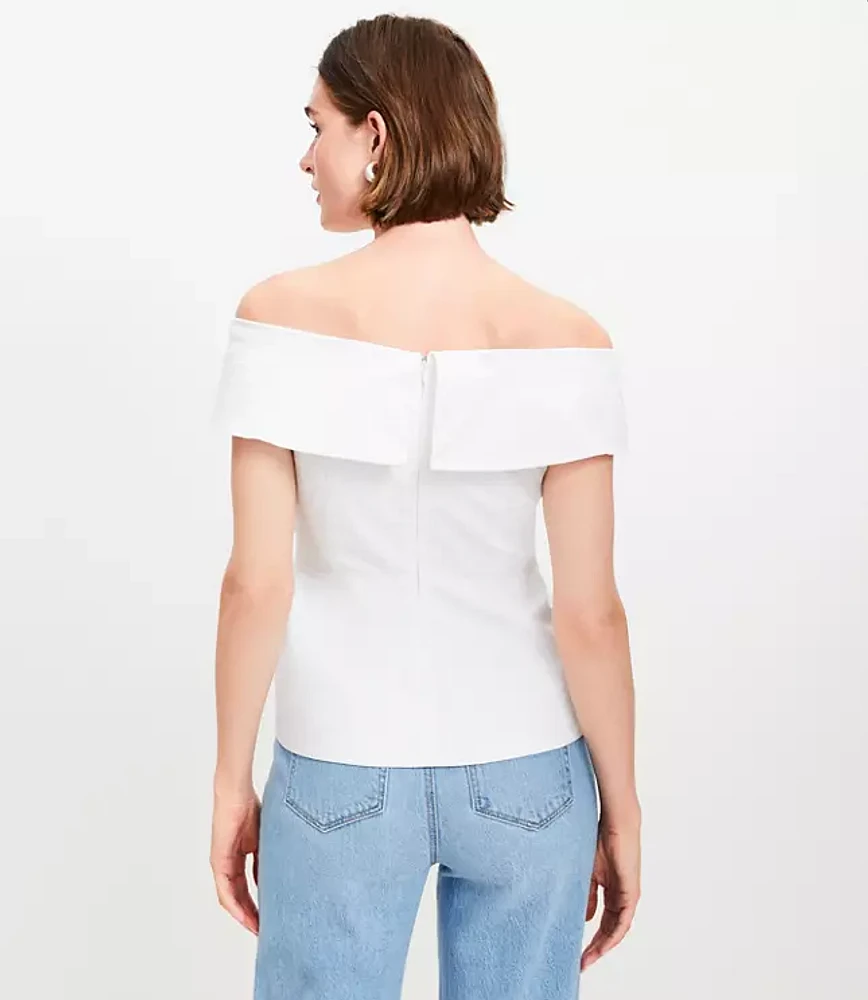 Petite Asymmetrical Off The Shoulder Top