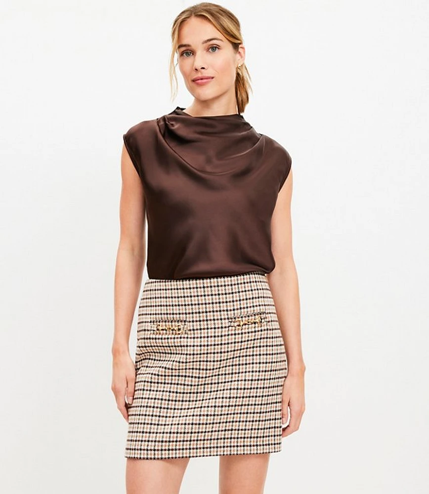 Tall Horsebit Plaid Mini Skirt