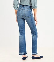 Petite Button Front High Rise Kick Crop Jeans Mid Vintage Wash