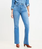 Petite Curvy Fresh Cut High Rise Slim Flare Jeans Light Wash Indigo