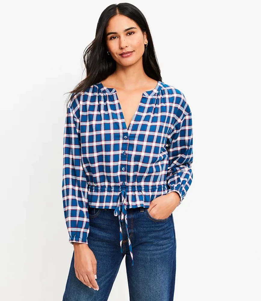 Plaid Flannel Modern Drawstring Shirt