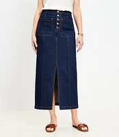 Denim Pocket Midi Skirt Classic Rinse Wash