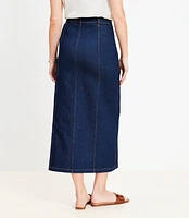 Denim Pocket Midi Skirt Classic Rinse Wash