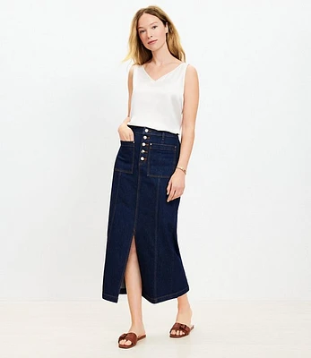 Denim Pocket Midi Skirt Classic Rinse Wash