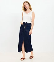 Denim Pocket Midi Skirt Classic Rinse Wash