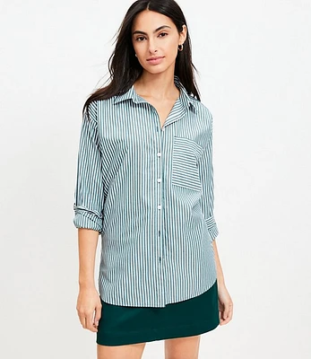 Petite Striped Poplin Everyday Oversized Pocket Shirt