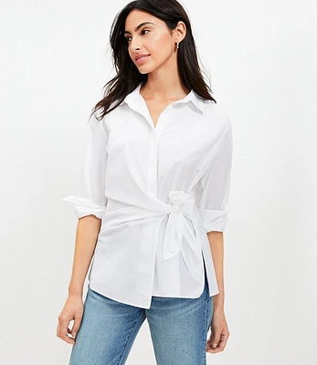 Petite Poplin Wrap Shirt