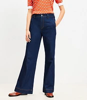 Petite High Rise Wide Leg Jeans Dark Rinse Wash