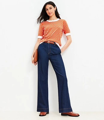 Petite High Rise Wide Leg Jeans in Dark Rinse Wash