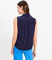 Petite Collared V-Neck Shell