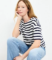 Petite Striped Shoulder Button Harbor Tee