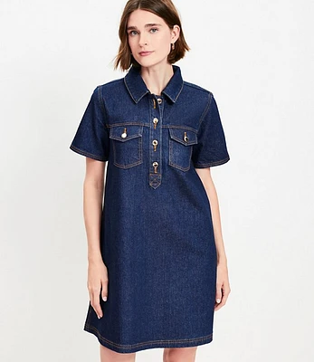 Petite Denim Mini Pocket Dress