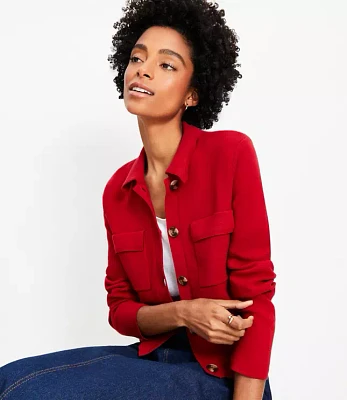 Petite Collared Sweater Jacket