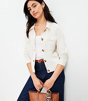 Petite Collared Pocket Sweater Jacket