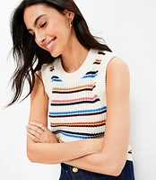 Petite Striped Stitchy Sweater Vest