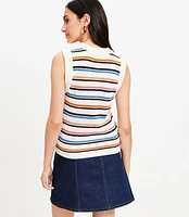 Petite Striped Stitchy Sweater Vest