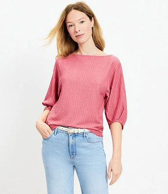 Petite Pleated Elbow Sleeve Top