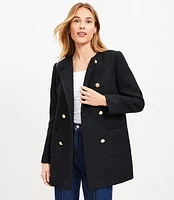 Tweed Long Collarless Jacket