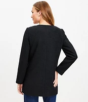 Tweed Long Collarless Jacket