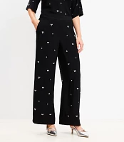 Petite Jeweled Cluster Fluid Wide Leg Pants