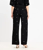 Petite Jeweled Cluster Fluid Wide Leg Pants