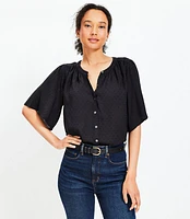 Clip Button Flutter Sleeve Blouse