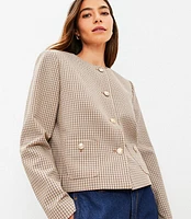 Petite Plaid Collarless Jacket