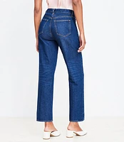 Curvy Pintucked High Rise Straight Jeans Refined Dark Indigo Wash