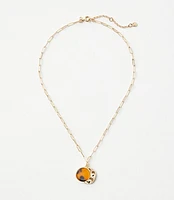 Tortoiseshell Print Circle Pendant Necklace