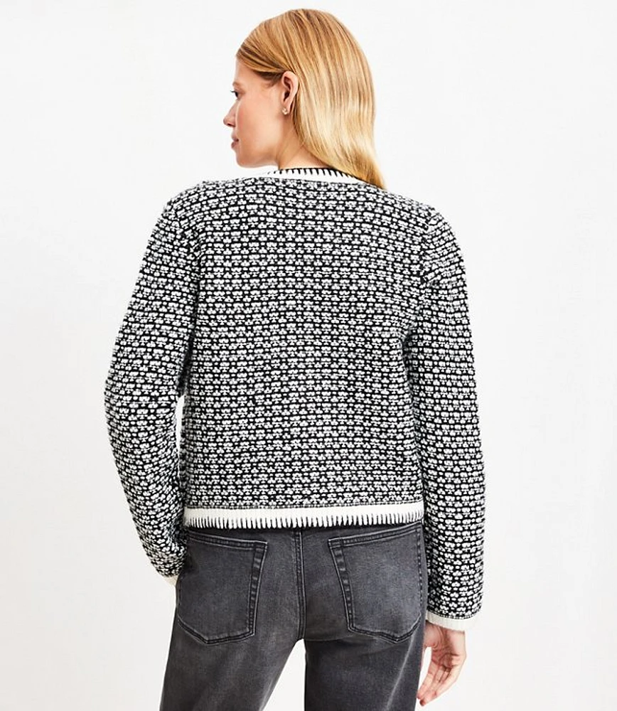 Textured Mixed Stitch Sweater Jacket