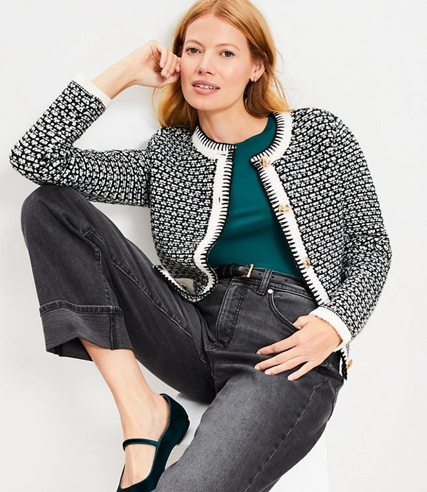 Textured Mixed Stitch Sweater Jacket