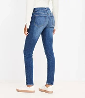 Curvy Button Front High Rise Skinny Jeans Classic Mid Wash