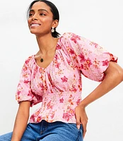 Petite Lily Gathered Waist V-Neck Blouse