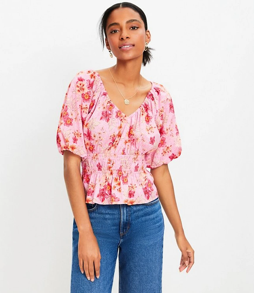 Petite Lily Gathered Waist V-Neck Blouse