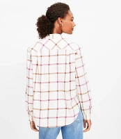 Petite Plaid Cotton Flannel Everyday Relaxed Pocket Shirt