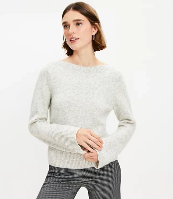 Petite Boatneck Ribtrim Flare Sleeve Sweater