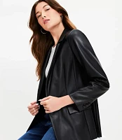 Petite Faux Leather Relaxed Blazer