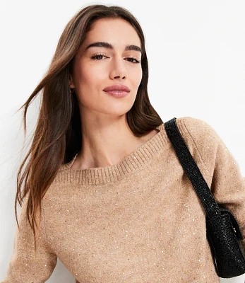 Sequin Boatneck Ribtrim Sweater