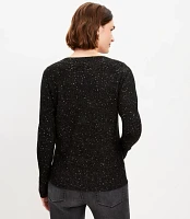 Sequin Boatneck Ribtrim Flare Sleeve Sweater