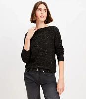 Sequin Boatneck Ribtrim Flare Sleeve Sweater