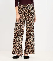 Clean Wide Leg Pants Leopard Print Velvet